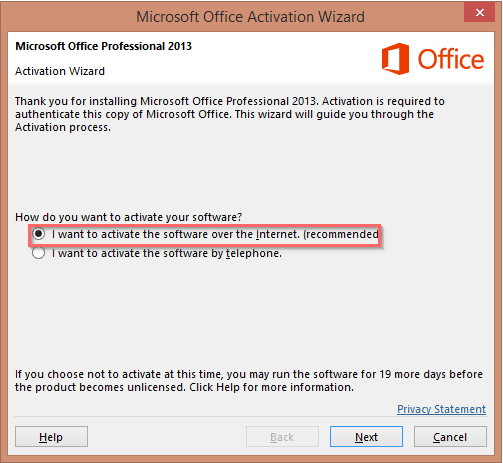 office 2013 activation